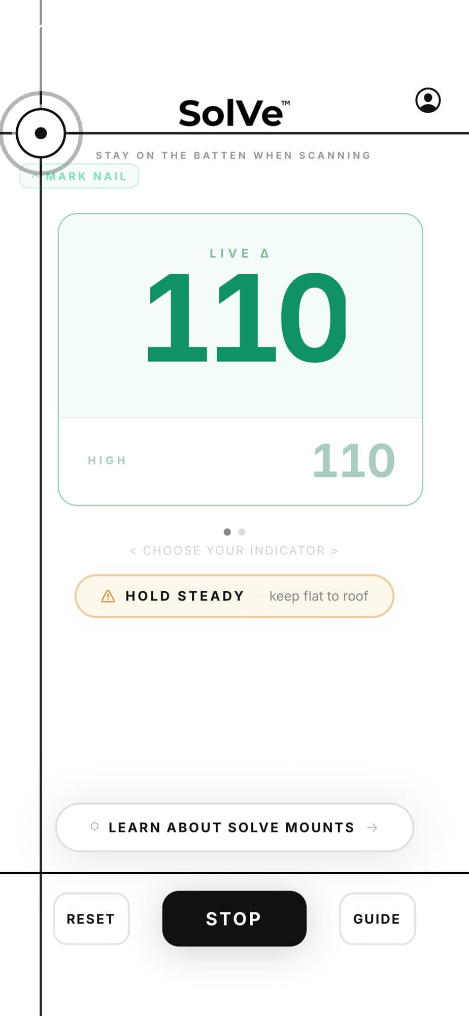 Indicator scanning for peak